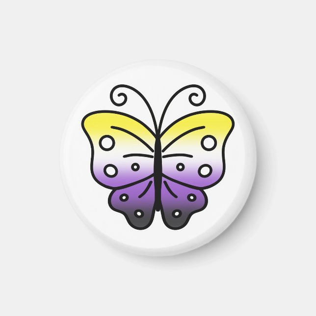 Nichtbinärer Pride-Schmetterlingsmagnet Magnet (Vorne)