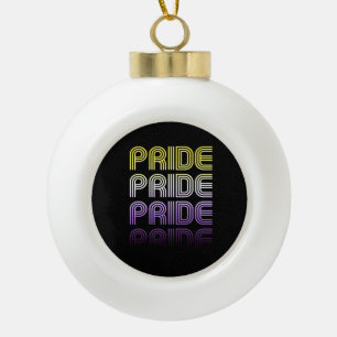 Nichtbinärer Retro-Stolz Keramik Kugel-Ornament