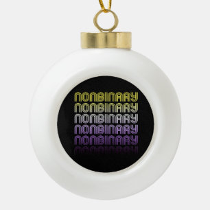 Nichtbinärer Retro-Stolz Keramik Kugel-Ornament