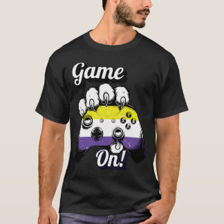 Nichtbinärer Stolz Game On Tiger Paw Controller-Sh T-Shirt