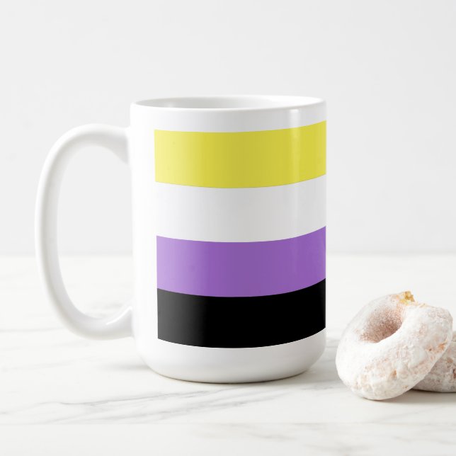 Nichtbinärer Stolz Kaffeetasse (Mit Donut)