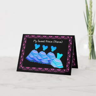 NICHTE - Blumen-Mädchen-Einladung - BLAUE Kleider Einladung
