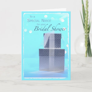 Nichte, Brautparty-Geschenke, Hellblau & Silber Feiertagskarte