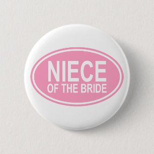 Nichte der Braut, die ovales Rosa Wedding ist Button