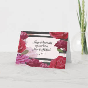 Nichte & Ehemann Hochzeitstag Rose Karte