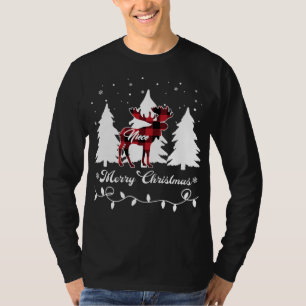 Nichte Elch Büffel Rot Kariert Weihnachten Passend T-Shirt