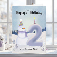 Nichte Glücklicher 2. Geburtstag Schneemann Bauen