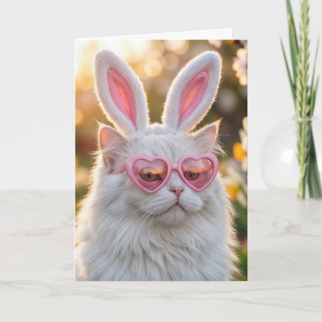 Nichte Ostern Katze mit Hasenohren Karte (Vorderseite)