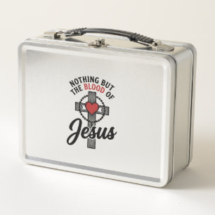 Nichts als das Blut Jesu Vintage-Kreuz-Shirt Metall Brotdose