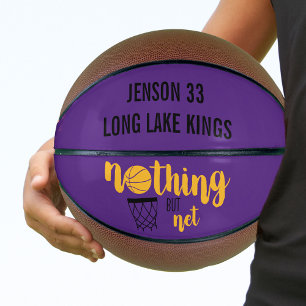 Nichts als Netz Lila und Gold Personalisiert Basketball