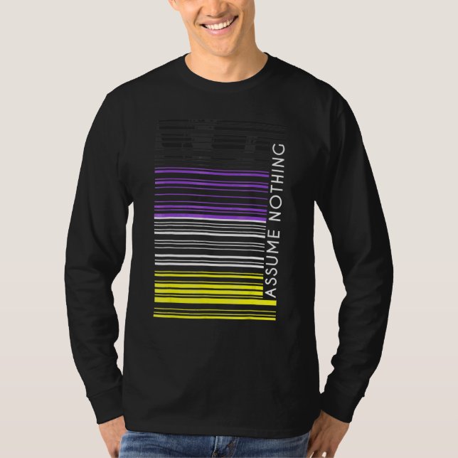 Nichts annehmen Nonbinary Flagge Barcode Enby Gend T-Shirt (Vorderseite)