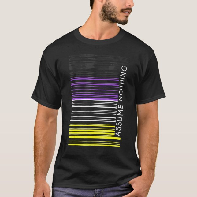 Nichts annehmen Nonbinary Flagge Barcode Enby Gend T-Shirt (Vorderseite)