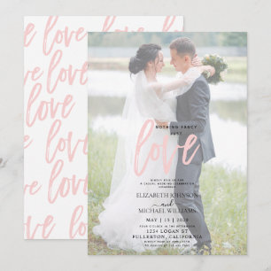 Nichts Ausgefallenes Rosa Einfach Vellum Foto Hoch Einladung