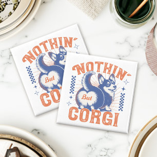 Nichts außer Corgi - Retro Orange und Navy Funny Magnet