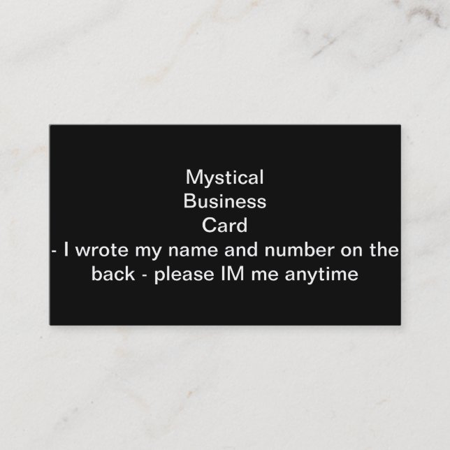 Nichts außer Farbe - Alles Schwarz - nur Schwarz Visitenkarte (Vorderseite)