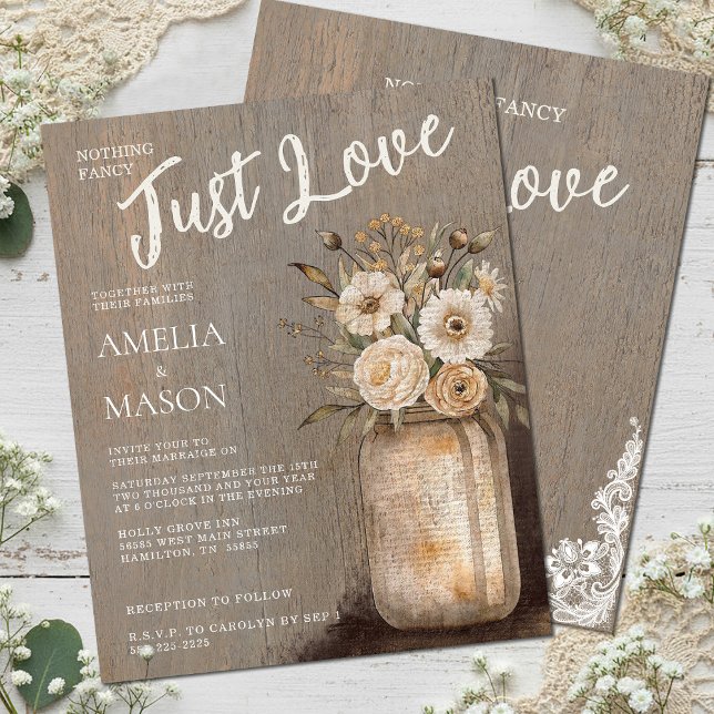Nichts Besonderes, einfach Liebe Florale Mason-Gla (Nothing Fancy Just Love Floral Mason Jar Wedding)