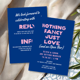 Nichts Besonderes Fett Moderne Blaue Rosa Hochzeit Einladung
