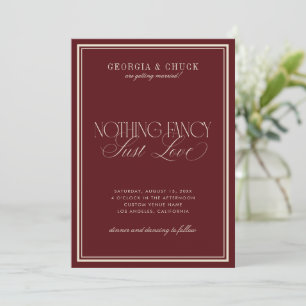 Nichts Besonderes, nur Liebe Burgund Foto-Hochzeit Einladung