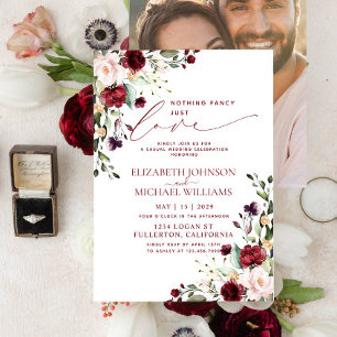 Nichts Besonderes Nur Liebe Burgund Foto Hochzeit Einladung