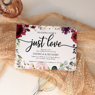 Nichts Besonderes, nur Liebe Burgunder Hochzeitsem Einladung