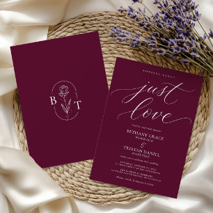 Nichts Besonderes, nur Liebe Burgunder Hochzeitssk Einladung