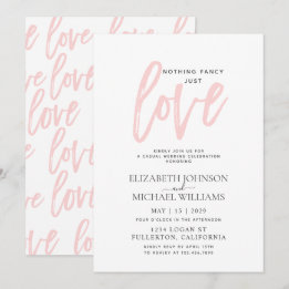 Nichts Besonderes, nur Liebe Rosa Casual-Hochzeit Einladung
