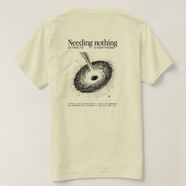 "Nichts brauchen" – Minimalistischer Vortex-Tee  T-Shirt (Design Rückseite)
