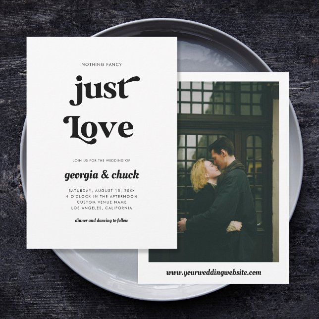 Nichts Extravagant nur Liebe 70er Retro Script Hoc Einladung (Von Creator hochgeladen)