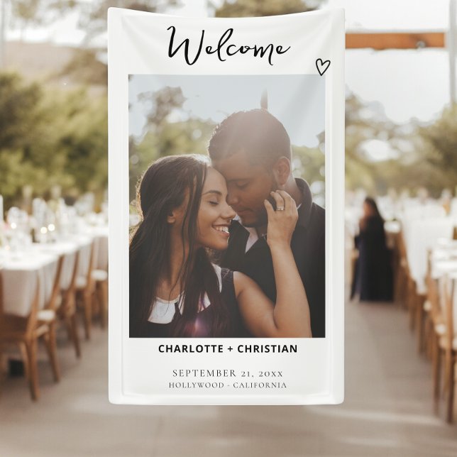 Nichts Extravagant nur Liebe Begrüßung Banner (Nothing Fancy Just Love Welcome Wedding Banner from Ricaso. Personalized with own photo and text)
