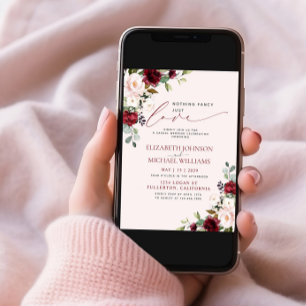 Nichts Extravagant nur Liebe Burgundy Blush Foto Einladung