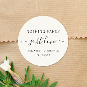 Nichts Extravagant nur Liebe Cream Wedding Runder Aufkleber