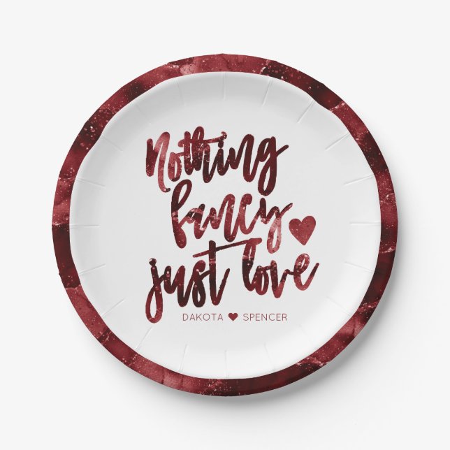 Nichts Extravagant nur Liebe | Dark Crimson Red We Pappteller (Vorderseite)