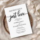 Nichts Extravagant nur Liebe, die weiß zurückklebe Einladung<br><div class="desc">Nichts Extravagant,  nur Liebe,  die die Einladung mit weißem Rücken verkleidet</div>