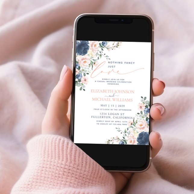 Nichts Extravagant nur Liebe Dusty Blue Blush Hoch Einladung (Von Creator hochgeladen)