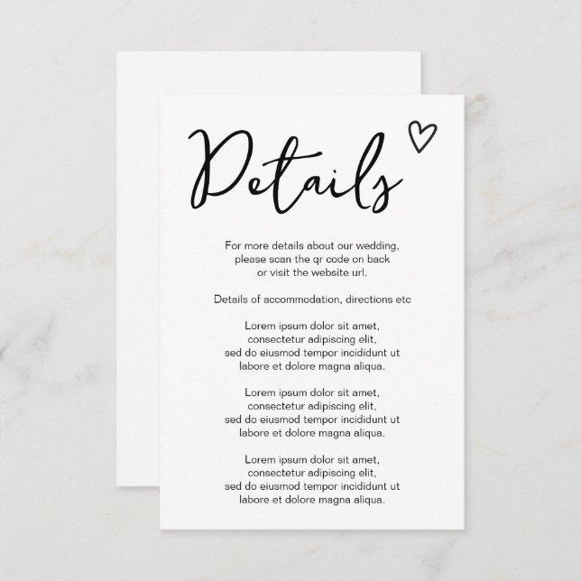 Nichts Extravagant, nur Liebe einfacher QR-Code Begleitkarte (Vorne/Hinten)