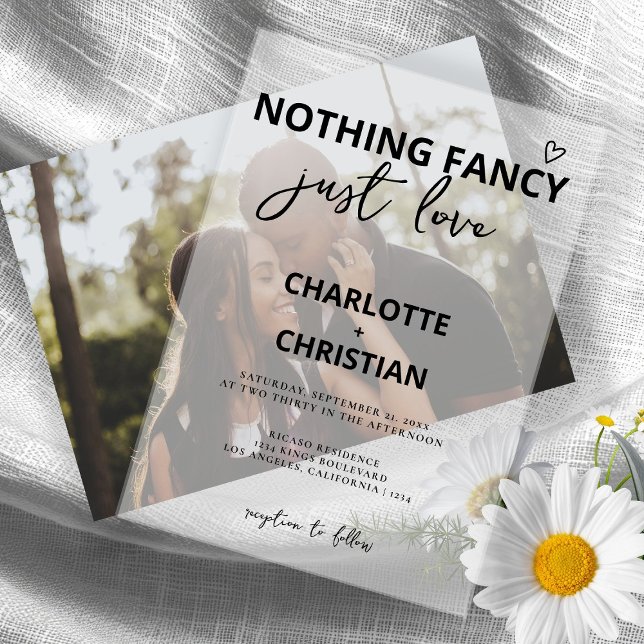 Nichts Extravagant Nur Liebe Einfaches Minimalisti (Elegant and Simple Minimalist Script Vellum Invitations by Ricaso. Great for photo overlays)
