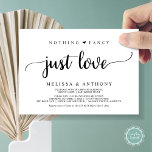 Nichts Extravagant nur Liebe, Elopement, rustikale Einladung<br><div class="desc">Schönes nichts extravagant nur Liebe Party feiern,  Hochzeitsfeier Ankündigung / Einladung Karte,  in rustikal,  einfach,  minimalistisch Design. Dies ist ideal für Ihren Hochzeitsempfang und Ihr Party nach der Hochzeit. Fügen Sie Ihre Daten in passender Schriftart / Schrift hinzu. #TeeshaDerrick</div>