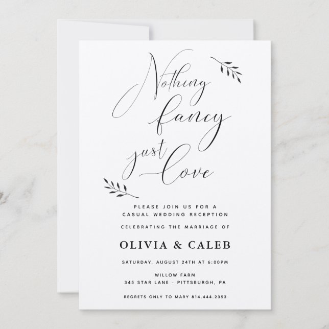 Nichts Extravagant nur Liebe Empfang Einladung (Vorderseite)