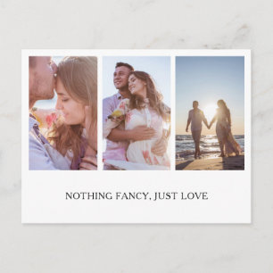 Nichts Extravagant nur Liebe Foto Collage Elopemen Ankündigungspostkarte
