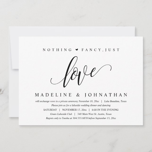 Nichts Extravagant, nur Liebe glücklich je nach Pa Einladung (Vorderseite)