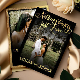 Nichts Extravagant nur Liebe Gold Black Foto Hochz Einladung