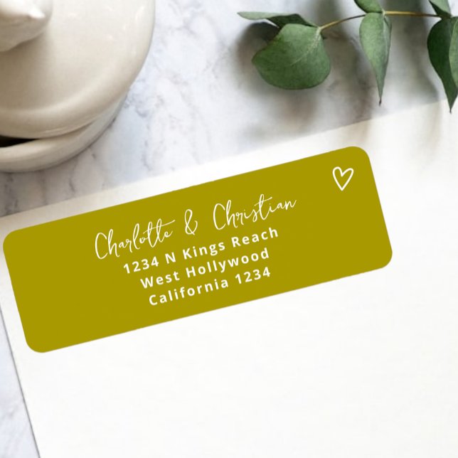 Nichts Extravagant nur Liebe Groovy Green Wedding (Nothing Fancy Just Love Groovy Retro 70s Wedding Labels from Ricaso. Add your own address. )