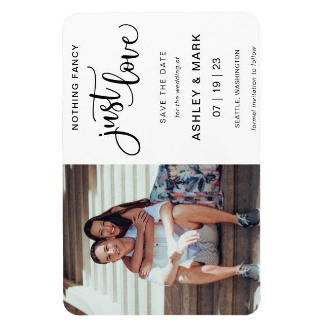 Nichts Extravagant nur Liebe Hochzeit Foto Rettete Magnet (Vertikal)