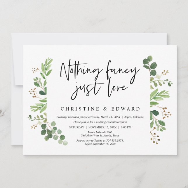 Nichts Extravagant, nur Liebe, Hochzeitsfeier Einladung (Vorderseite)