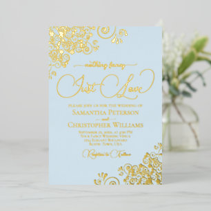 Nichts Extravagant nur Liebe Hochzeitspulver Blue Folieneinladung