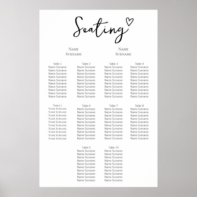 Nichts Extravagant, nur Liebe Hochzeitssitzplan Poster (Vorne)