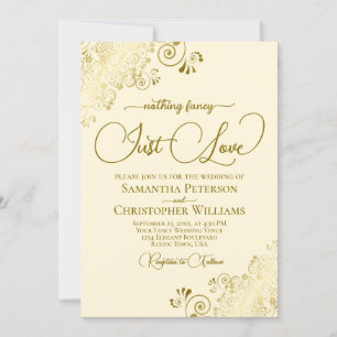 Nichts Extravagant nur Liebe Lacy Gold & Cream Wed Einladung