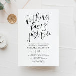 Nichts extravagant nur Liebe lässig Hochzeit Einla Einladung<br><div class="desc">Nichts extravagant nur Liebe lässig Hochzeitseinladung. Das Design besticht durch ein elegantes,  modernes Textlayout. Um erweiterte Änderungen vorzunehmen,  wählen Sie bitte unter Personalisieren dieser Vorlage die Option "Klicken Sie auf,  um weitere Anpassungen vorzunehmen".</div>