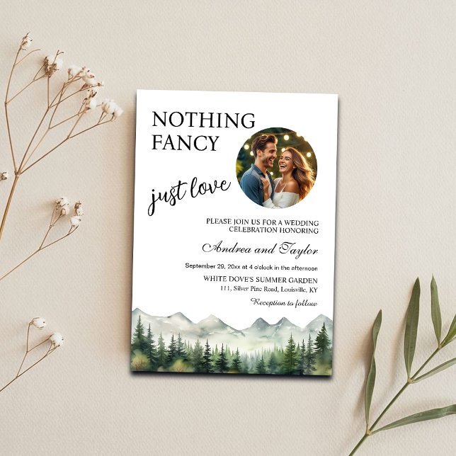 Nichts Extravagant nur Liebe Lässig Hochzeit Foto Einladung (Von Creator hochgeladen)