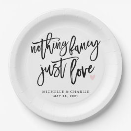 Nichts extravagant nur Liebe lässig Hochzeit Pappteller